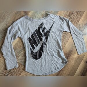 Nike Girls Long Sleeve T-Shirt Gray Black Glittery 6X 6-7 Large